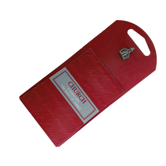 Vintage Christian Church Lapel Pin Pewter Tone Scripture Bookmark VTG - Picture 6 of 8